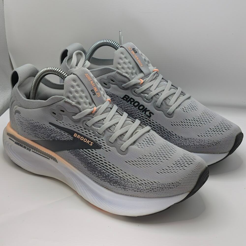 Brooks Adrenaline GTS 25 Grey Blackened Pearl Coral Womens 9 B UK 7 Running Shoe